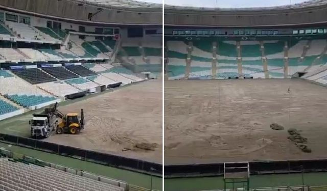 Bursaspor'da saha zemini kaldırıldı